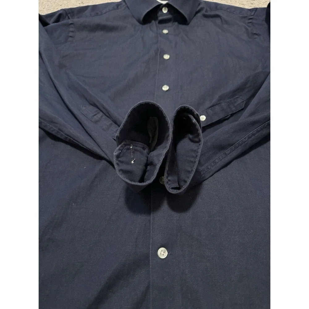 Hickey Freeman Shirt Mens 34/35‎ 17-17.5 Blue Long Sleeve